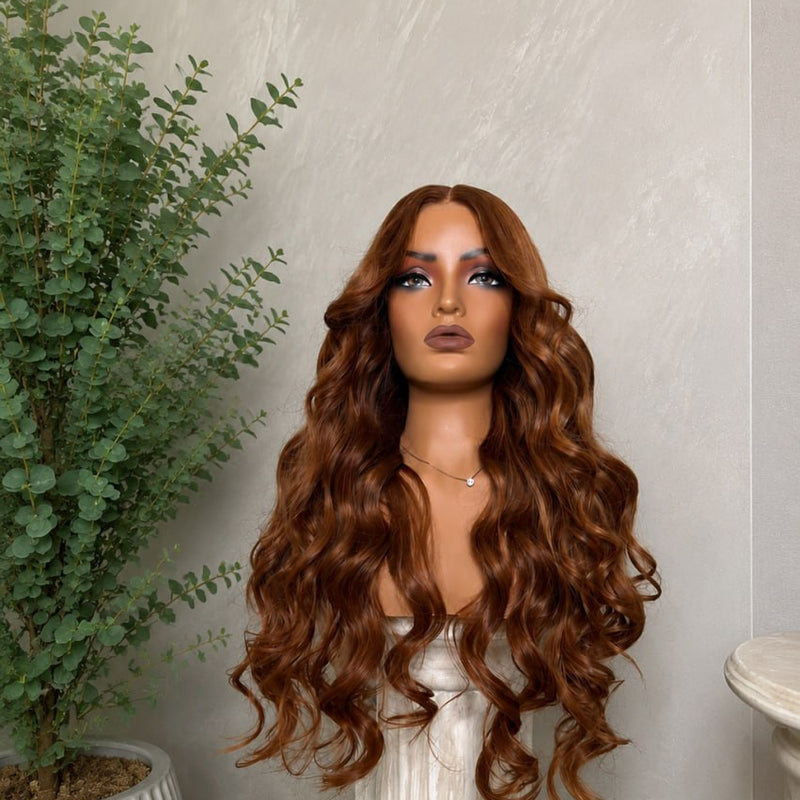 Copper Auburn Deep Waves Wig