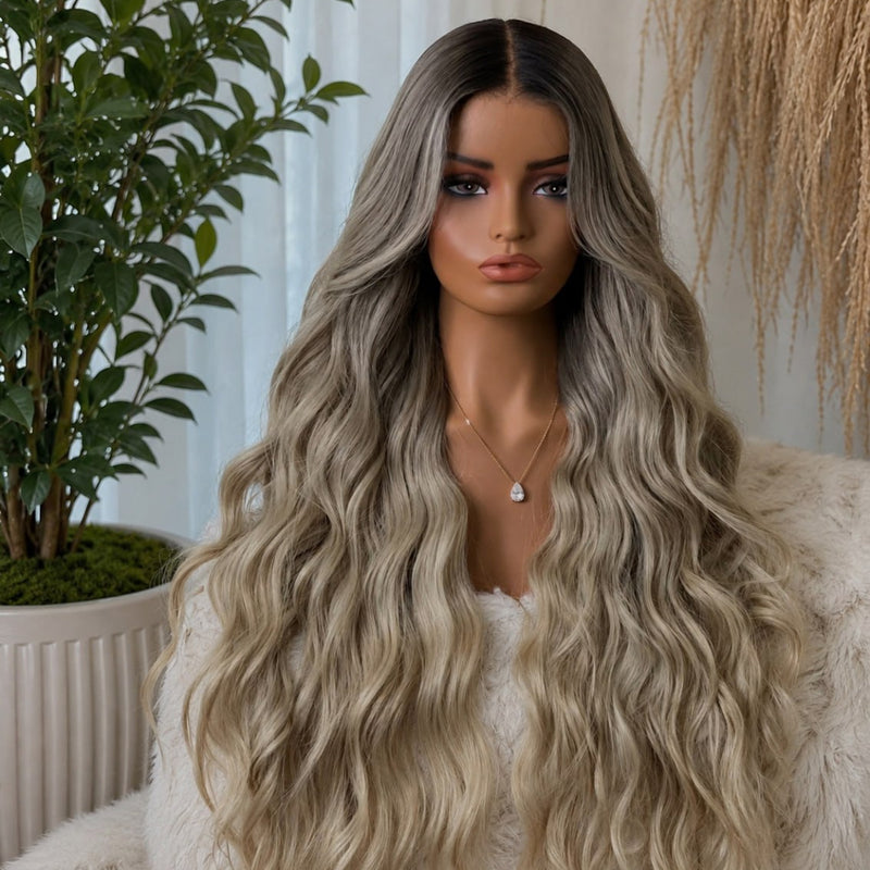 Rooted Ash Blonde Balayage Wig